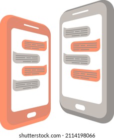 Mensajero de aplicaciones móviles con diálogo de chat en la pantalla de dos teléfonos móviles