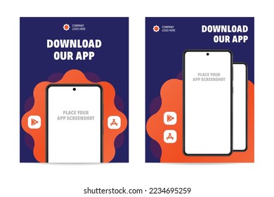 Mobile App Mockup para mostrar tu aplicación móvil con sus capturas de pantalla. Diseño totalmente editable, moderno y minimalista.