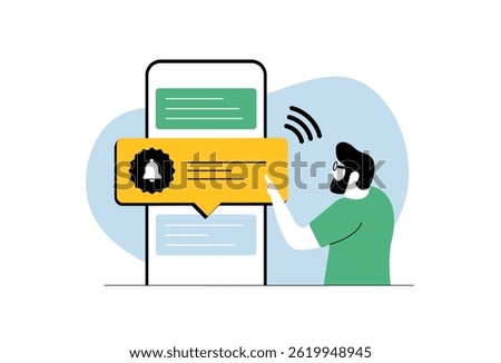 Mobile app notification alerts. Pop-up reminders, message previews and task updates. Personalized notification alerts. Flat vectors for productivity apps, scheduling tools and digital habits tracking