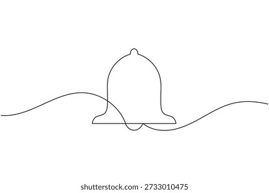 Mobile App Benachrichtigung Glocke Symbol kontinuierliche einzeilige Zeichnung auf weißem Hintergrund minimalistische Warnung und Erinnerung Symbol Umriss Vektorgrafik