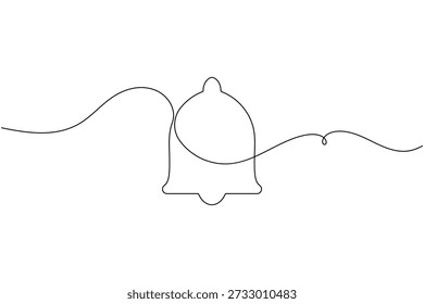 Ícone de sino de notificação de aplicativo móvel desenho contínuo de uma linha em fundo branco alerta minimalista e símbolo de lembrete ilustração de vetor de contorno