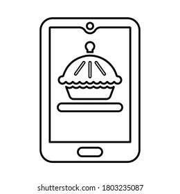 Mobile app, online food order line icon