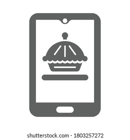 Mobile app, online food order gray icon