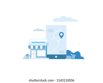 	
Mobile app online shop vector illustration flat design