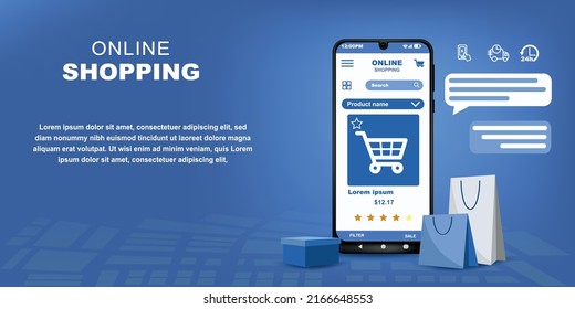 Aplicaciones móviles interfaz de compra en línea conceptos de sitio web de venta