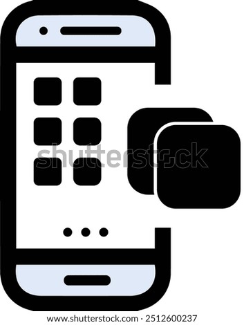 Mobile app in phone icon- mobile phone icon