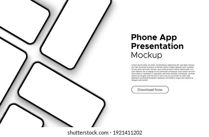 Mobile App Presentation Blank Mock up with Phone and Space for Text Isolierte auf weißem Hintergrund. Vektorgrafik