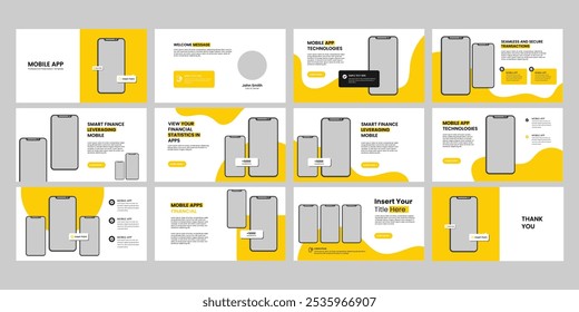 mobile app presentation slide design template. app presentation template