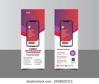 Mobile app promotion door hanger template with creative layout