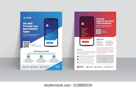 Mobile App Promotion Flyer Brochure Cover Template With Creative Layout