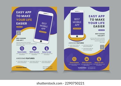 Mobile app promotion flyer design template, flier design for apps promote, vector illustration eps 10