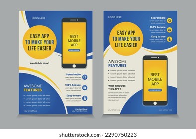 Mobile app promotion flyer design template, flier design for apps promote, vector illustration eps 10