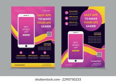 Mobile app promotion flyer design template, flier design for apps promote, vector illustration eps 10