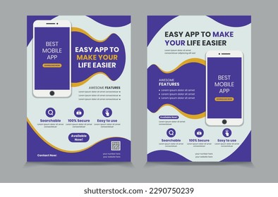 Mobile app promotion flyer design template, flier design for apps promote, vector illustration eps 10