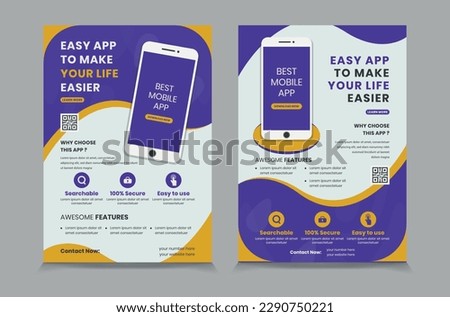 Mobile app promotion flyer design template, flier design for apps promote, vector illustration eps 10