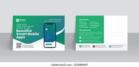 Mobile App Promotion Postcard Template With Creative Layout