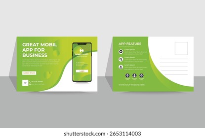 Plantilla de la postal de la promoción del App móvil