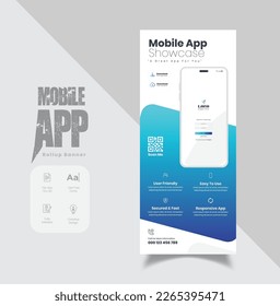 Mobile App Promotion Roll-up Banner Design, roll-up banner template design