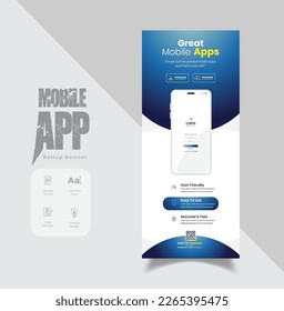 Mobile App Promotion Roll-up Banner Design, roll-up banner template design