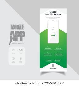 Mobile App Promotion Roll-up Banner Design, roll-up banner template design