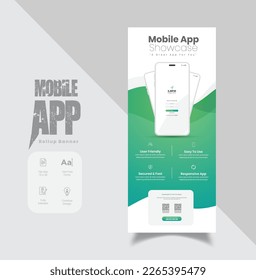 Mobile App Promotion Roll-up Banner Design, roll-up banner template design