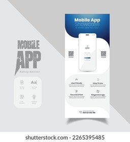 Mobile App Promotion Roll-up Banner Design, roll-up banner template design