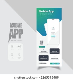 Mobile App Promotion Roll-up Banner Design, roll-up banner template design