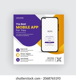 Mobile app promotion social media Post and web banner Design.Mobile App Banner for advertisement