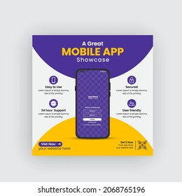 Mobile app promotion social media Post and web banner Design.Mobile App Banner for advertisement