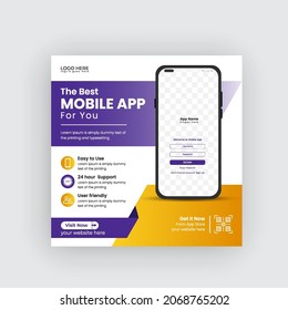 Mobile App Promotion Social Media Post And Web Banner Design.Mobile App Banner For Advertisement