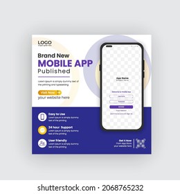 Mobile app promotion social media Post and web banner Design.Mobile App Banner for advertisement