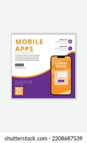Mobile app promotion social media poster design template