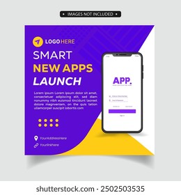 Mobile App Promotion Social Media Post und Web-Banner-Vorlage
