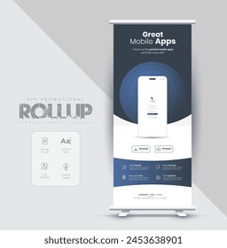 Mobile App Werbe-Rollup-Banner, Drucken Rollup Banner Design