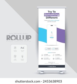 Mobile App Promotional Rollup Banner, Print Rollup Banner Design