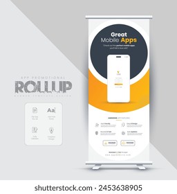 App móvil promocional Rollup Anuncio, impresión Rollup Anuncio Diseño