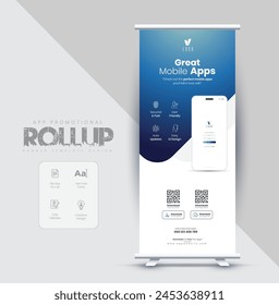 Mobile App Promotional Rollup Banner, Print Rollup Banner Design