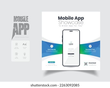 Mobile app promotional social media post, app web banner design