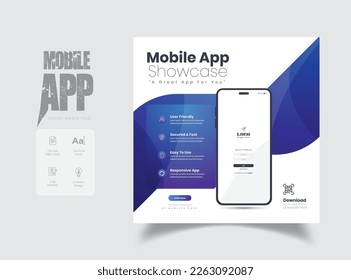 Mobile app promotional social media post, app web banner design