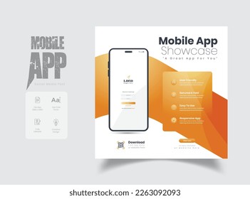 Mobile app promotional social media post, app web banner design