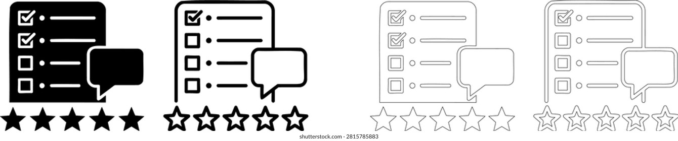 Mobile app rating review interface with speech bubble and star icons Editable