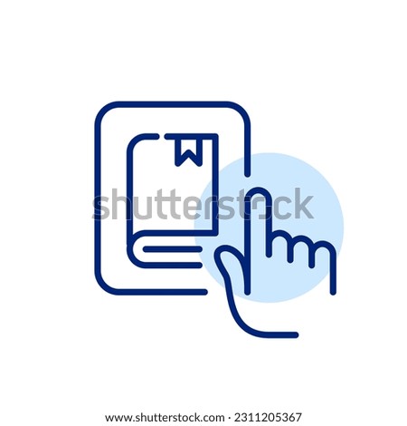 Mobile app for reading. Choosing a book in e-library. Easy access at finger tap. Pixel perfect, editable stroke icon