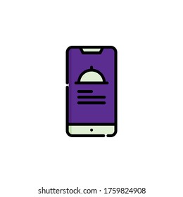 Mobiles App-Restaurant-Symbol in voller Umrisslinie