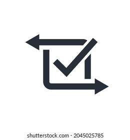 Mobile app or right and left direction. Technology cash flow  or easy transfer. Web symbol , exchange trade , return or swap, swap cycle. Trend repeat arrow, logotype graphic design.