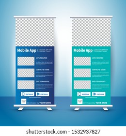 Mobile app roll up banner template