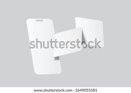 Mobile app screen and Social media post mockup template design floating isolated on background. Ideas for portfolios, client presentations, and social media strategies, carousel stories feed. Vector