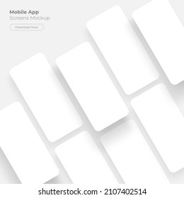 Mobile App Screens Mockup for Showcasing Your Apps and UI Projects. Vector Illustration