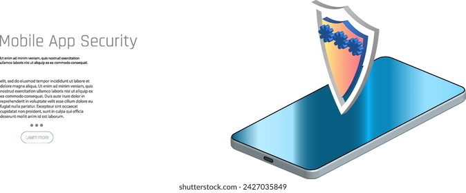Mobile App Security Concept: Smartphone Protected by a Glowing Shield, Symbolizing Digital Defense and Data Safety on a Transparent Background