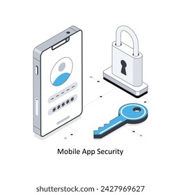 Mobile App Security  isometric stock illustration. EPS File stock illustration