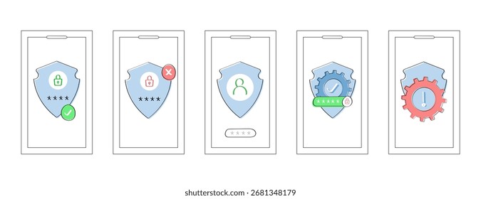 Pacote de Telas de Interface do Usuário de Logon de Segurança do Aplicativo Móvel
